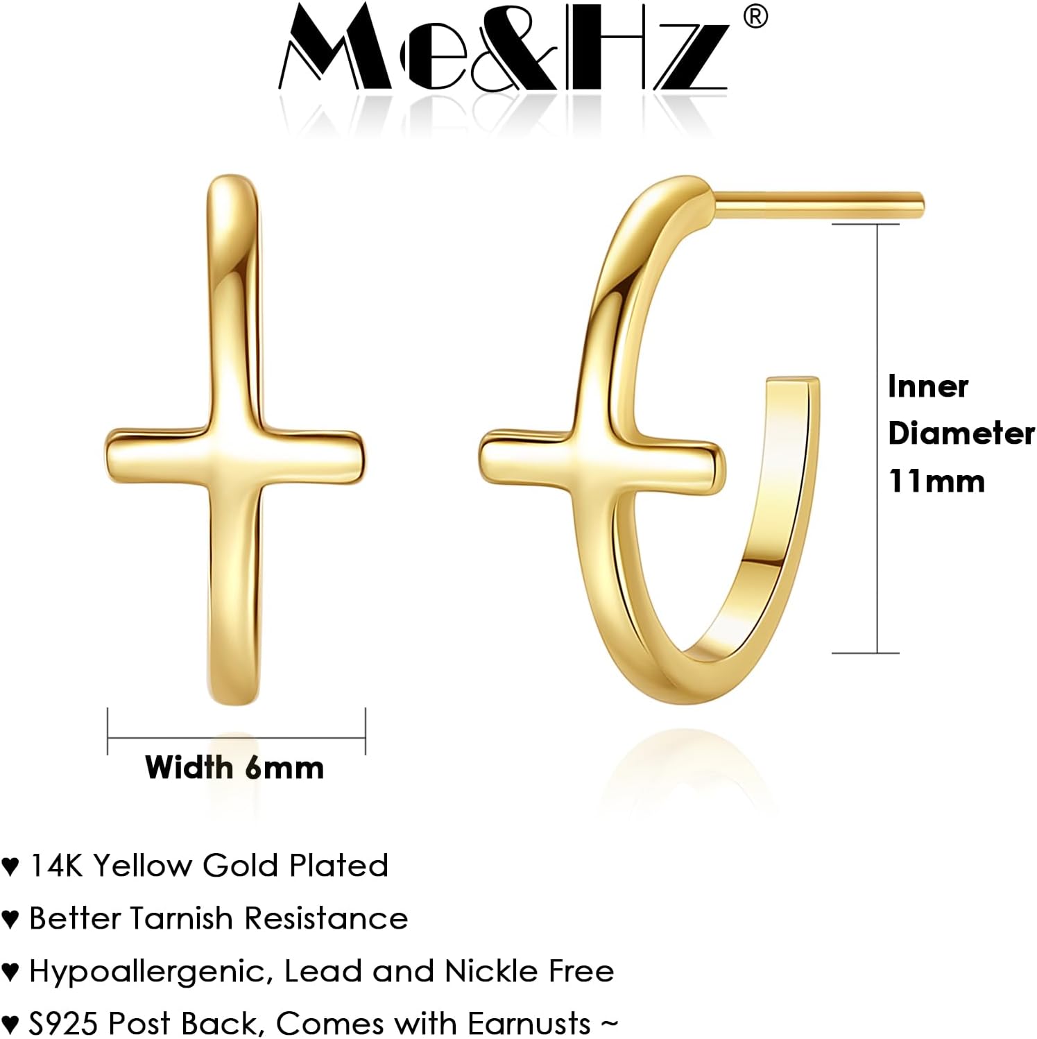 Me&Hz Gold Huggie Earrings Small Huggie Hoop Earrings for Women 14K Gold Plated Hypoallergenic Cubic Zirconia Huggies Mini Silver Hoop Earring for Women - Image 2