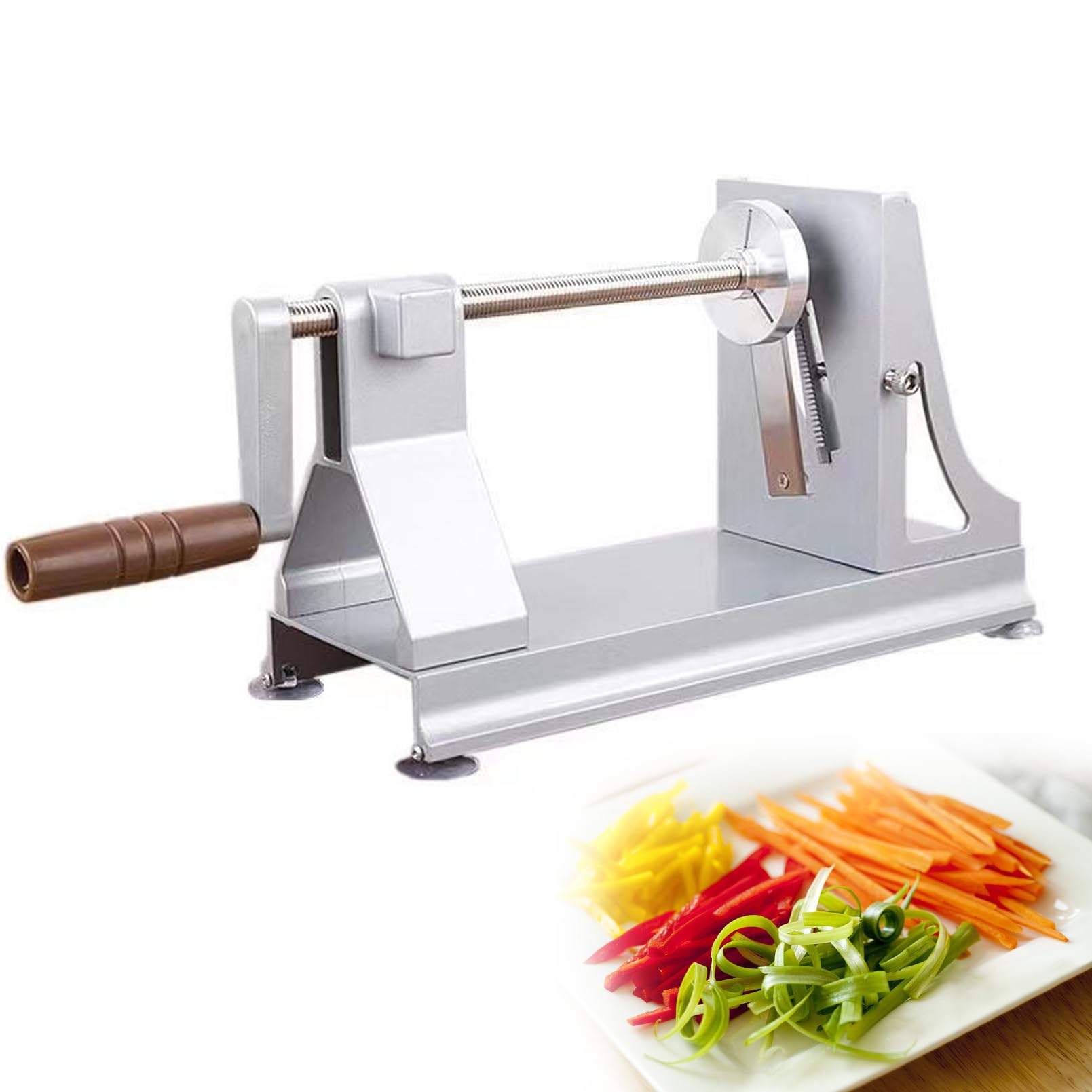 Spiralizzatore per Verdure a 3 Lame, Affettatrice a Spirale per Zucchine e Verdure, Fermo Antiscivolo, Taglio Uniforme e Rapido, Impugnatura Comoda, Macchina per Spaghetti per Patate, Carote, Cetrioli