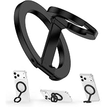 Magnetic Phone Ring Grip Holder for iPhone 17 Pro Max/17/16/15/14/13/12, Dual-Sided Adjustable Magnet Mag Safe Ring Stand Magsafe Kickstand Finger Loop for Samsung,Android,iPad, Magnetic Car Mount