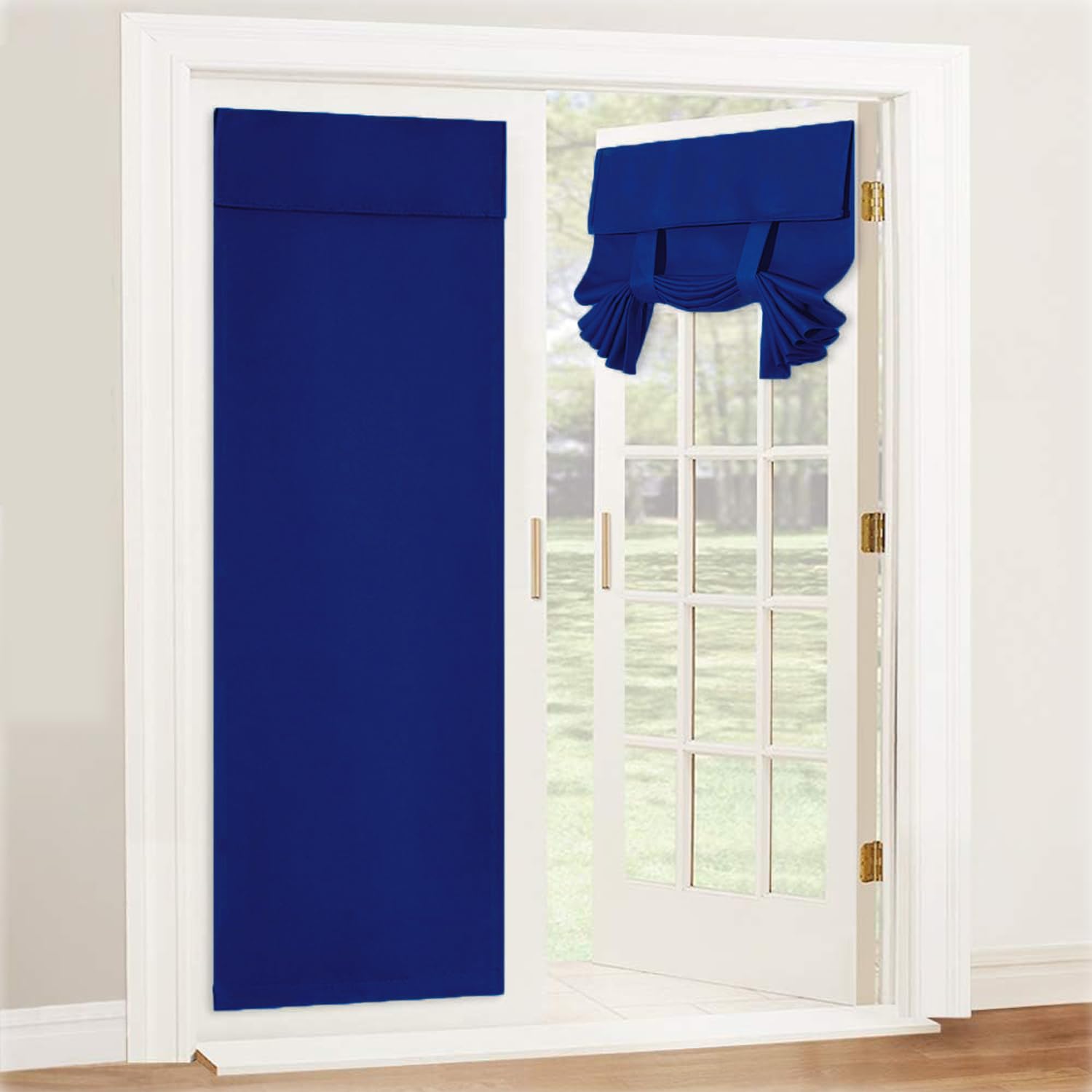 Kebinmaoyi French Door Curtain, Blackout Door Curtain, Polyester,Privacy and Decor, For Glass Door,Bedroom,Office,Navy Blue,50"x72"