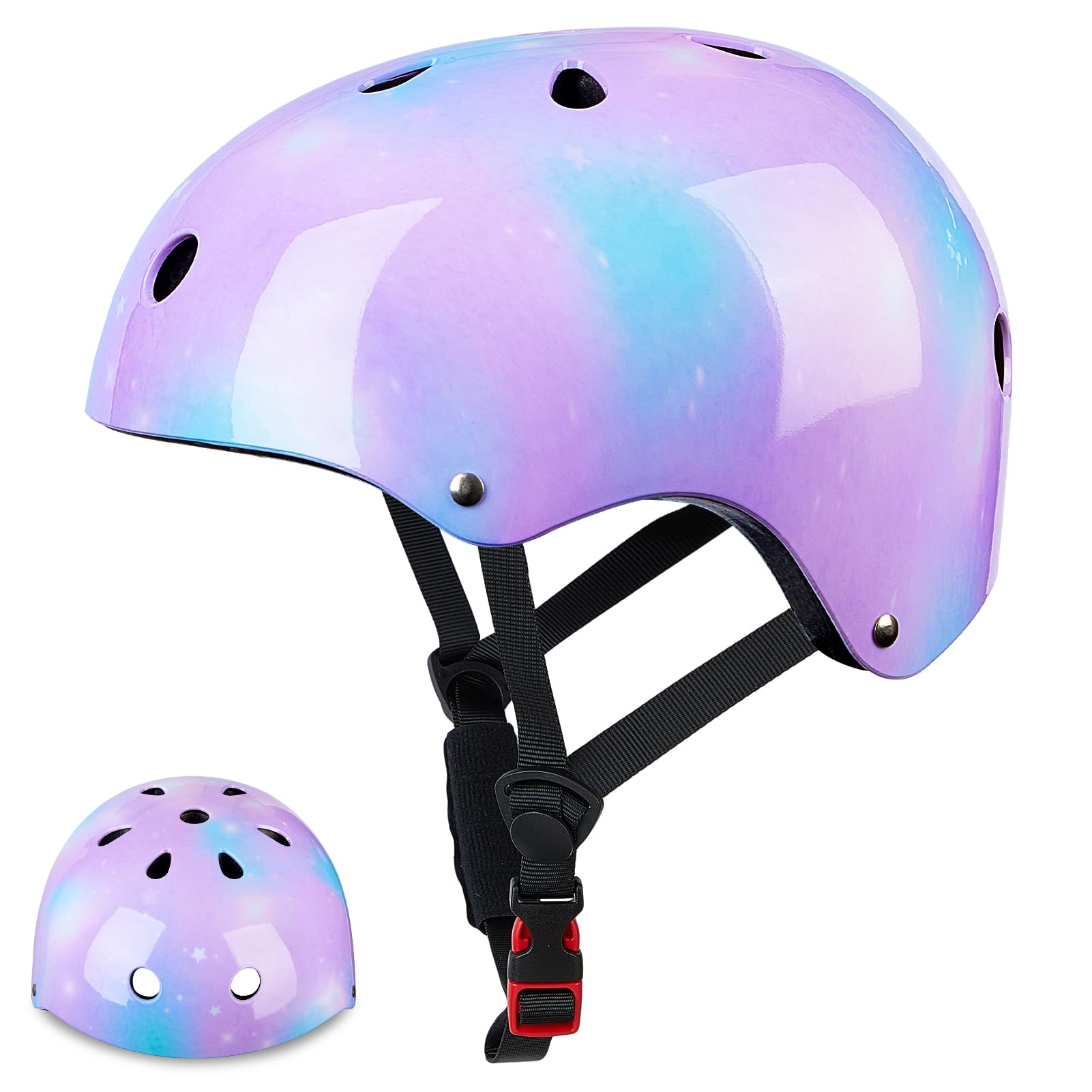 Casque Vélo Enfant RJHY – Pour Filles Et Garçons 4-10 Ans, ABS/EPS, Doublure Respirante, Motif Bleu, Pour Vélo, Trottinette, Skate