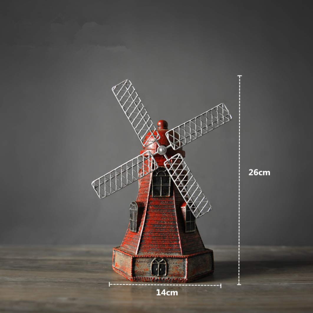 PANRODO Dutch Windmill Statues Creative Vintage Piggy Bank Desktop Crafts Home Decor Resin Sculpture