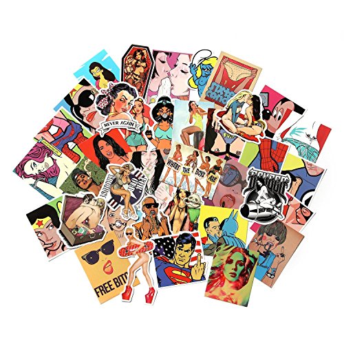 Mengo Buy 52pcs Random Sex Violation Music Film Vinyl Skateboard Guitar Travel Case Sticker Door Laptop Luggage Car Bike Bicycle Stickers