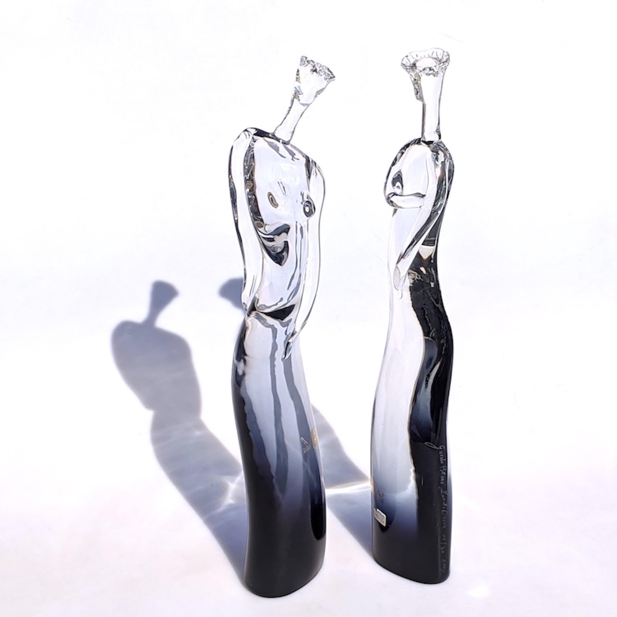 YourMurano - Par de Figuras Humanas de Cristal de Murano en Vidrio y Cristal Azul, Auténtica Pieza de Vidrio Hecha a Mano Firmada por Artista del Vidrio, Esculturas de Lujo para el Hogar