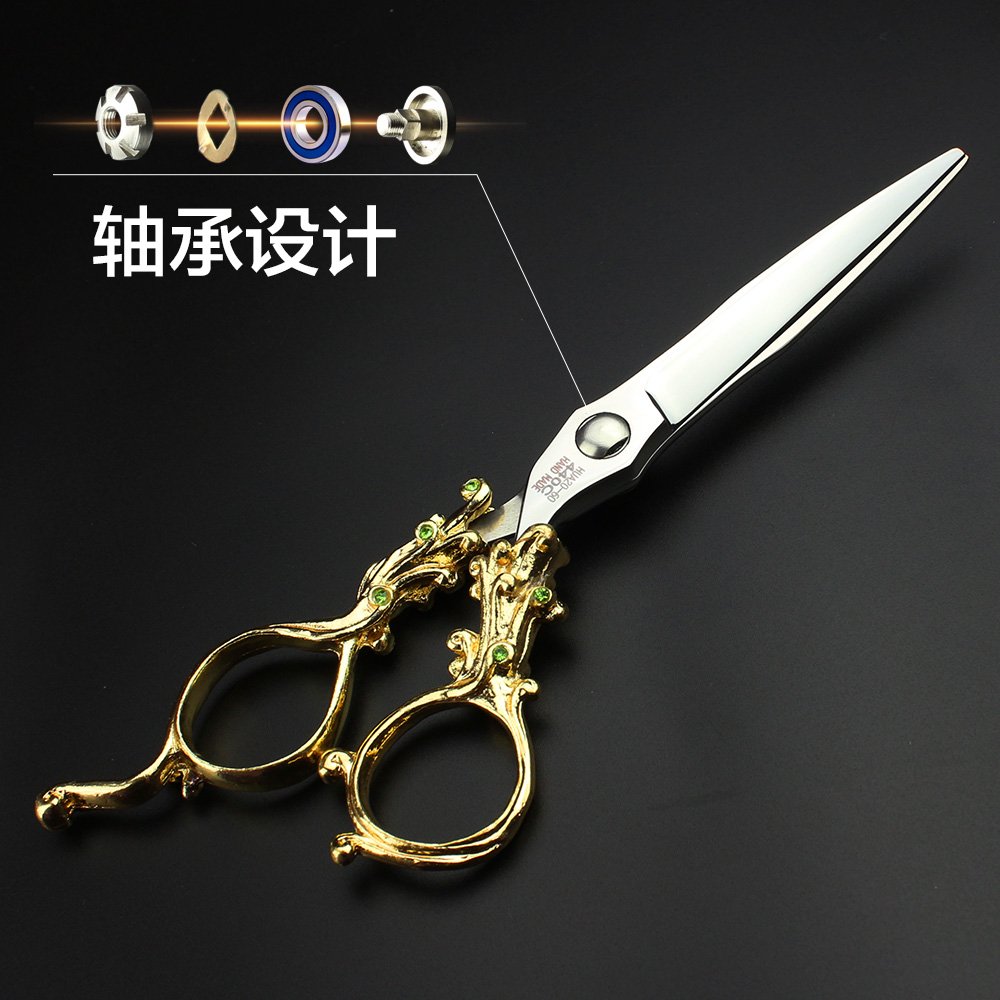 Tijeras de peluquería de 6 pulgadas de oro y plata para peluquería, equipo de peluquería profesional de peluquería tijeras de pelo (dorado)