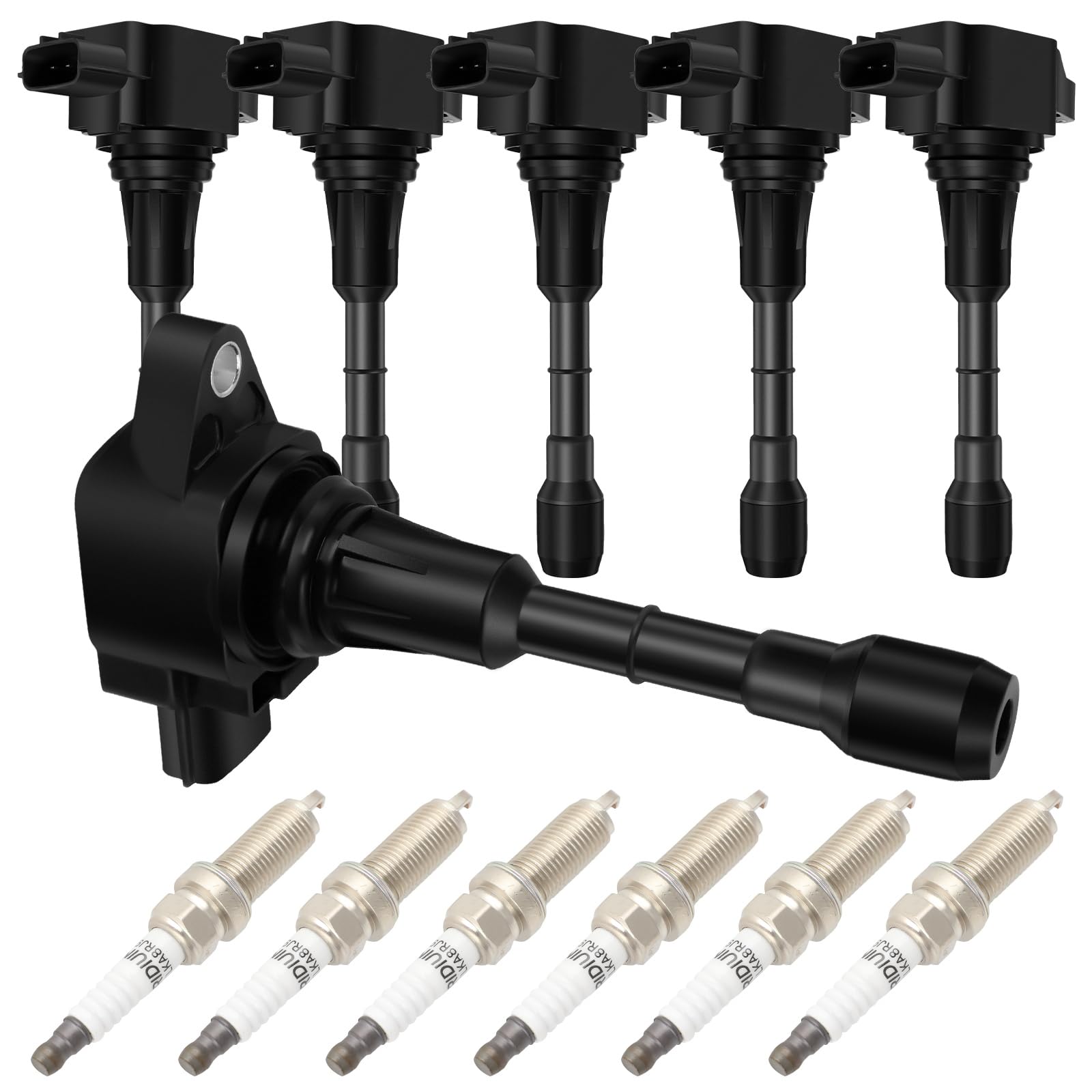 6 Ignition Coil Pack with 6*Spark Plug Fit for 2013 for INFINITI EX37 2013 for INFINITI FX37 2008-2013 for INFINITI G37 2011-2013 for INFINITI M37 2014 for INFINITI Q50 3.7L, Replace UF617