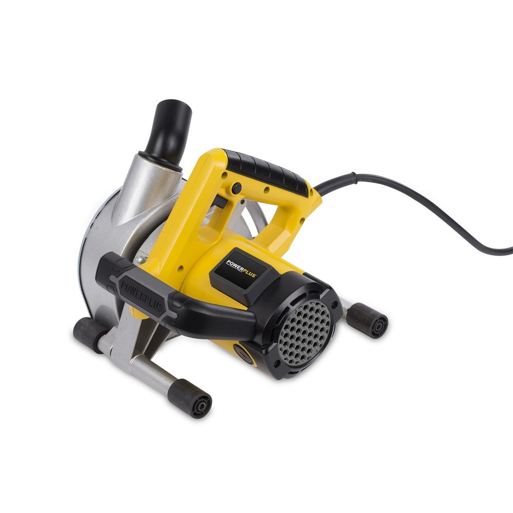 Powerplus POWX0650 - Ranura para pared (150 mm, 1800 W, incluye 2 discos de corte de diamante y estuche, ideal para hormigón, mampostería, paredes de azulejos, suelos