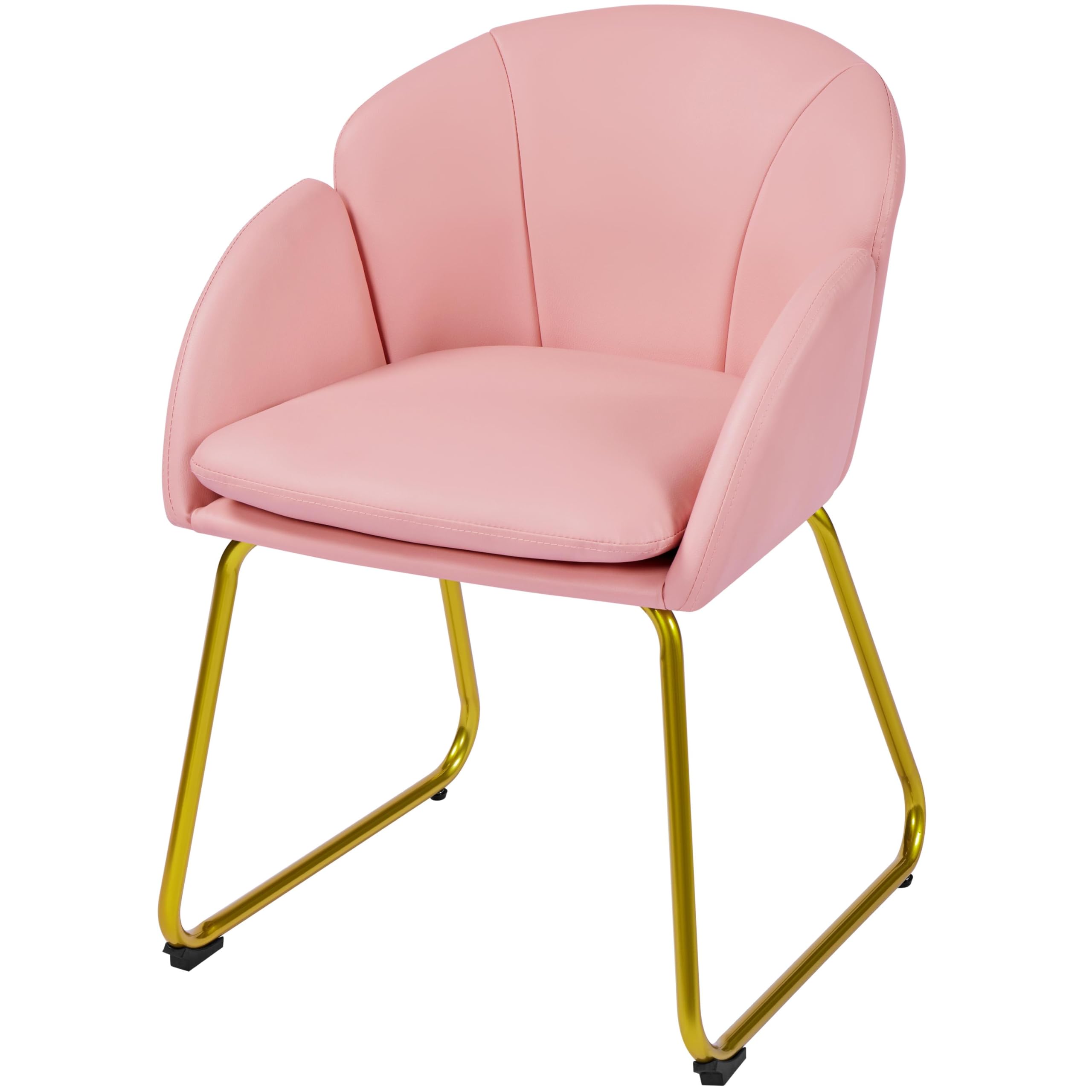 Yaheetech Dressing Table Chair, Vanity Chair with Gold Legs, Simple Pink