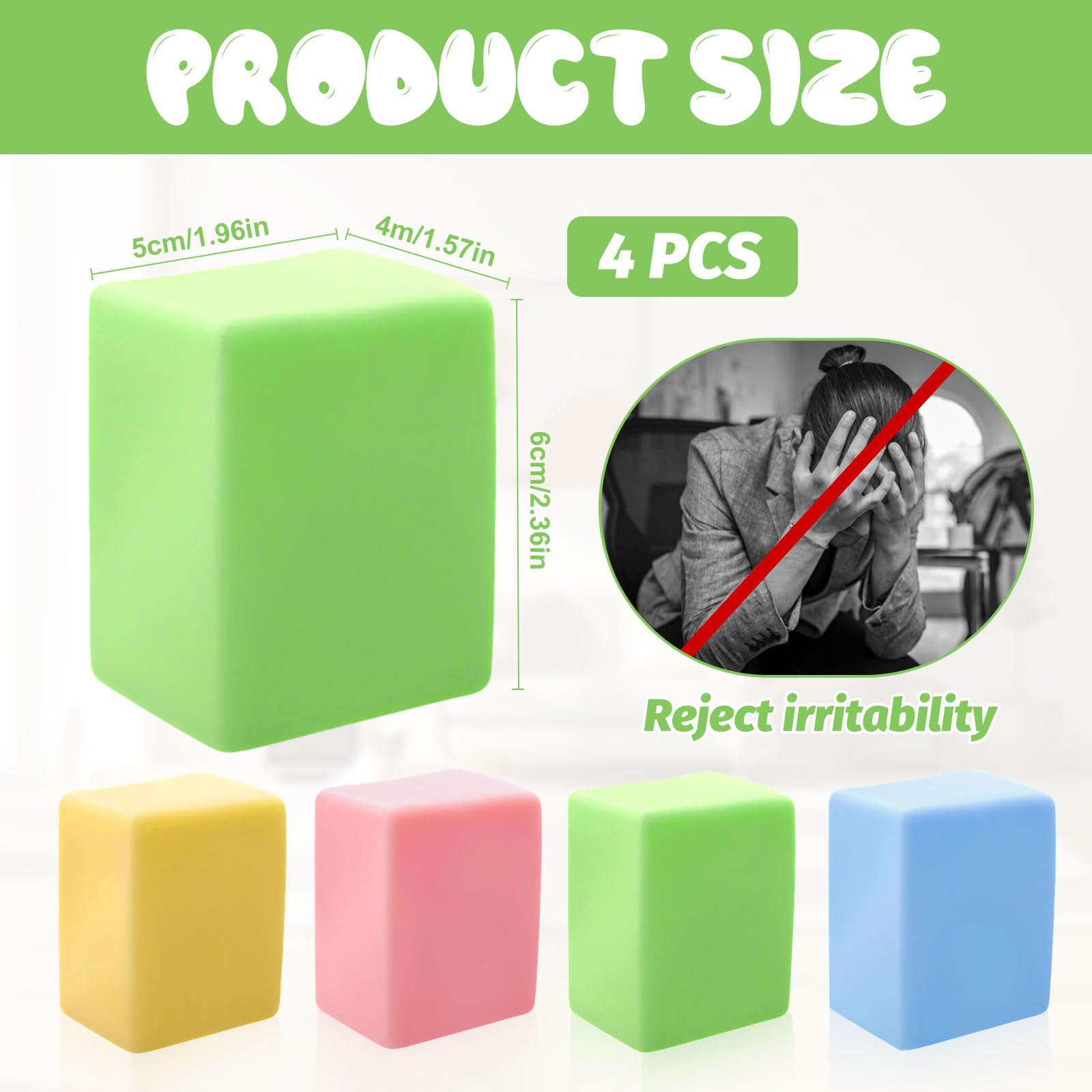 4 Pièces Jouets Anti-Stress Colorés Fidget – Blocs Souples PU à Presser, Soulage Anxiété, Cadeau Enfant Adulte, Décompression Et Sensoriel