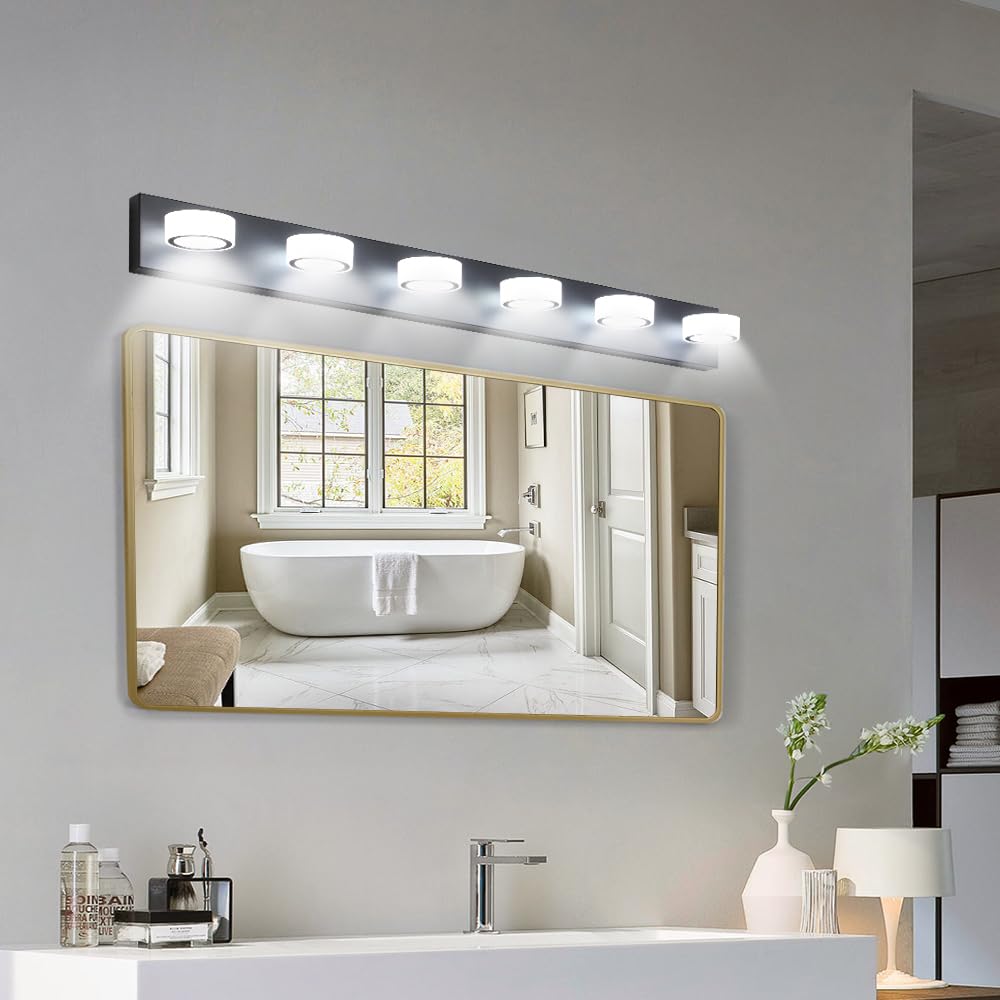 Light House LED Modern Black 6-Light Vanity Light Fixture