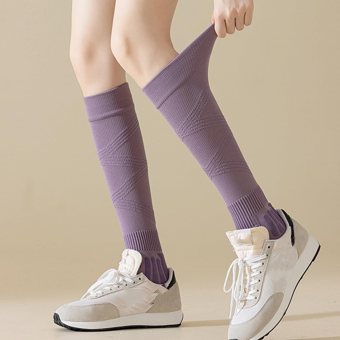 CHUNFO Damen-Kompressionssocken, 15–20 mmHg, Farbverlauf, Waden, Laufen, Wandern, Fitnessstudio, Stützsocke, gepolstert, Größe 38-42
