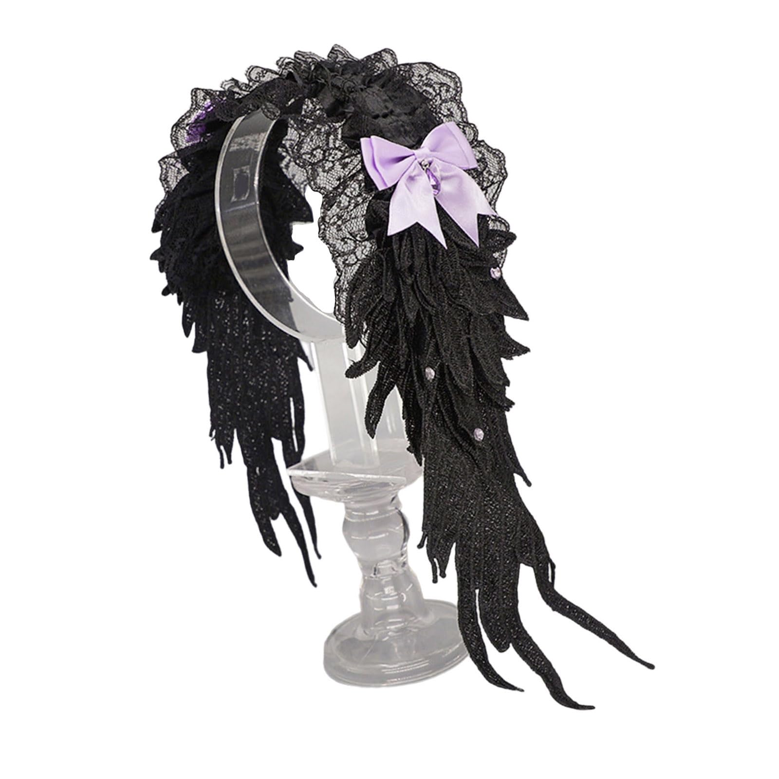 YUXITA Punk Wing Hairband Dark Punk Anime Hair Accessory Adjustable Bowknot Hairband For Women Teens Masquerades Party