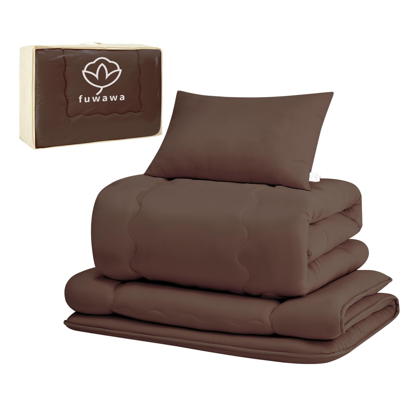 fuwawa SEK Certified 5-Piece Twin Comforter Set - Odor Resistant Washable with 2kg Fill - Three Layer Comforter with High Density Solid Cotton Filling - with Sham-image-9