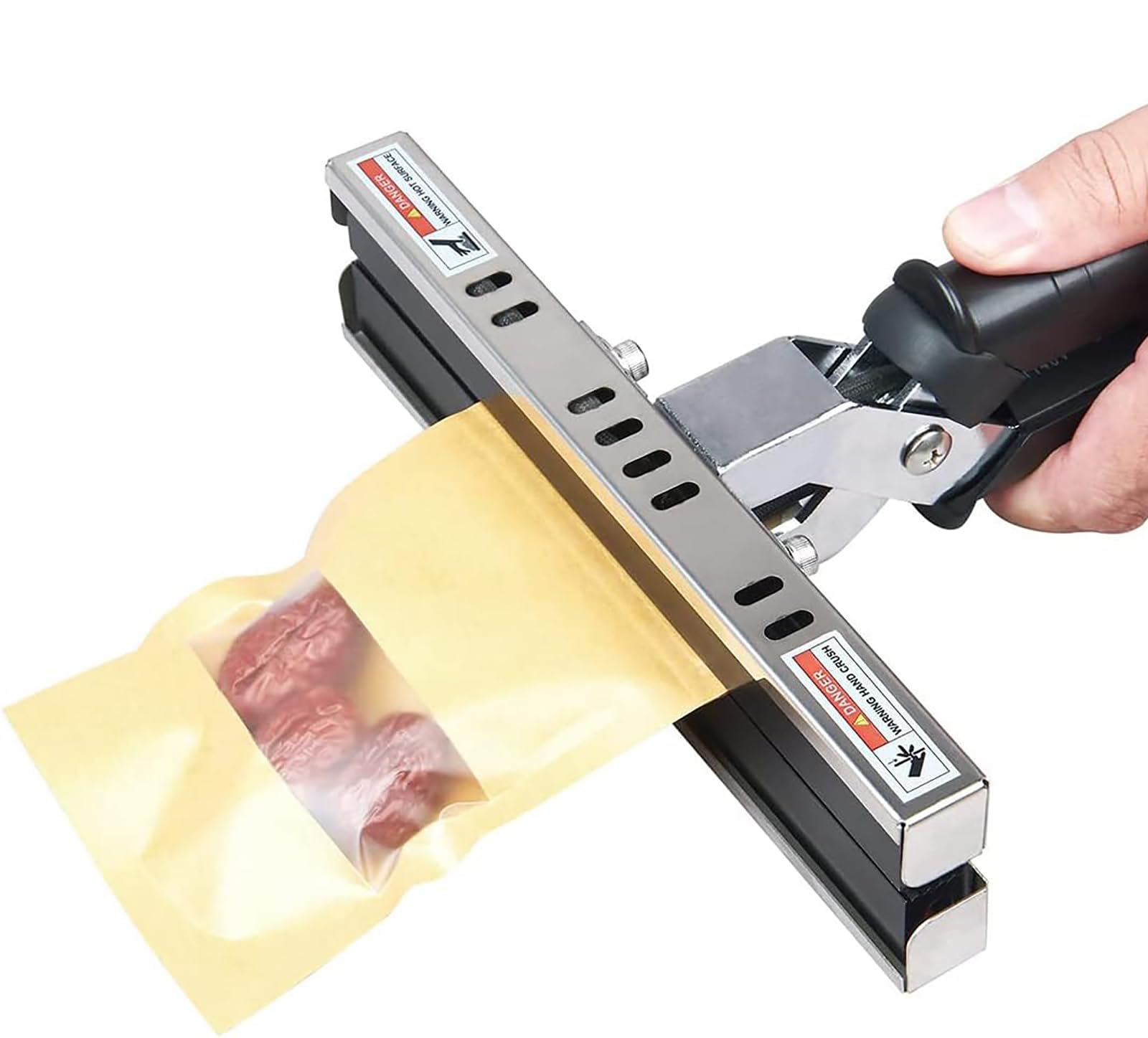 Sigillante a crimpare a caldo, portatile e regolabile a temperatura per sacchetti in Mylar e alluminio, riscaldamento su entrambi i lati, portatile e facile da usare per la conservazione e