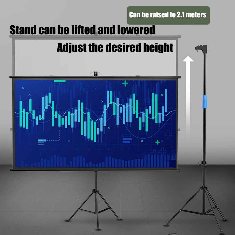 Tripod Screen 60 Pollici Schermo proiettore con Supporto, 4K HD 16:9/4:3 Schermo Proiezione, Telo Proiettore per Interni ed Esterni, Home Theater, Giochi, Ufficio (Size : 60" (4:3))
