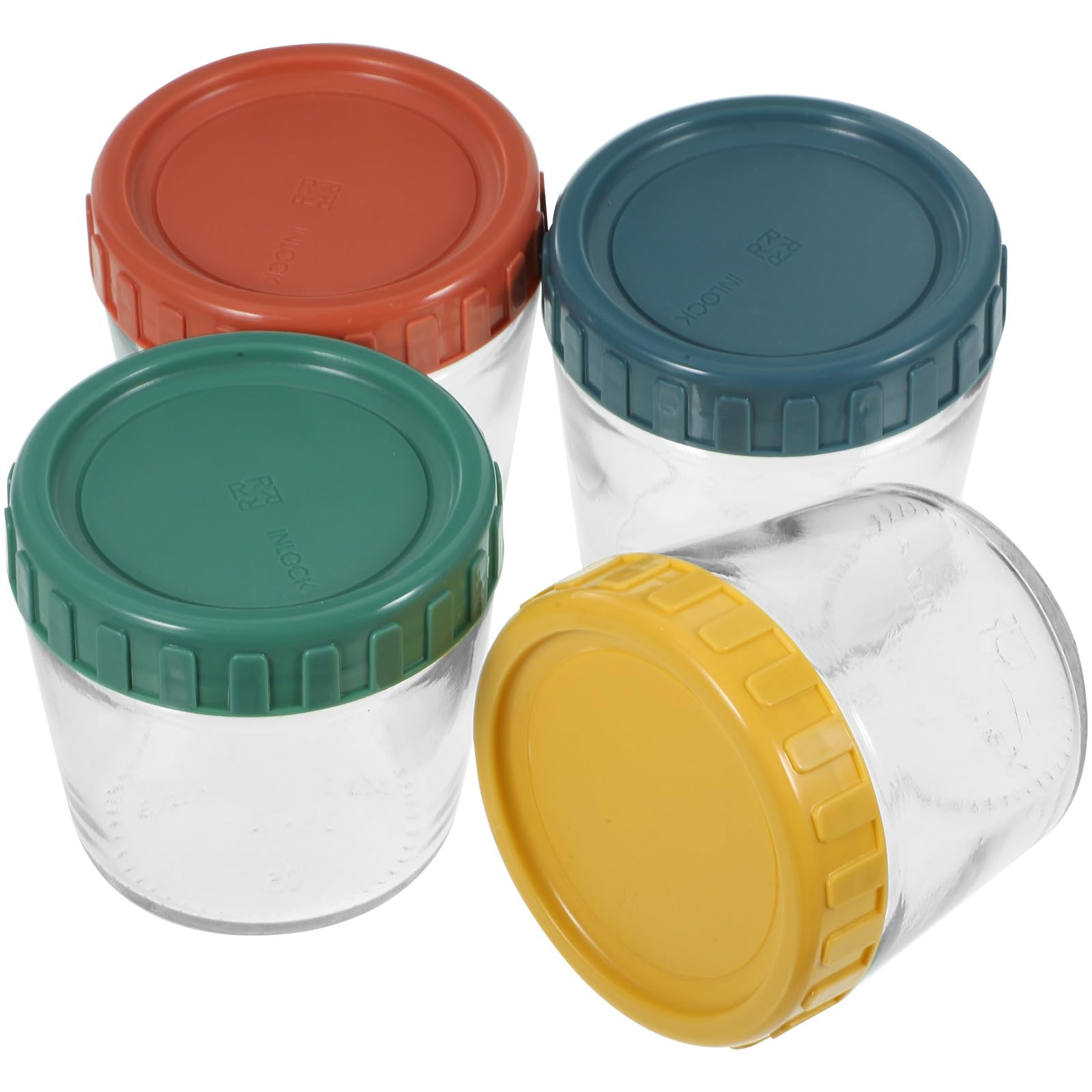 Yardwe 4 Stück Glas Lebensmitteldosen mit Deckel Stapelbare Glasvorratsgläser aus Glas und Silikon Luftdicht Verschlossen für Küche und Aufbewahrung