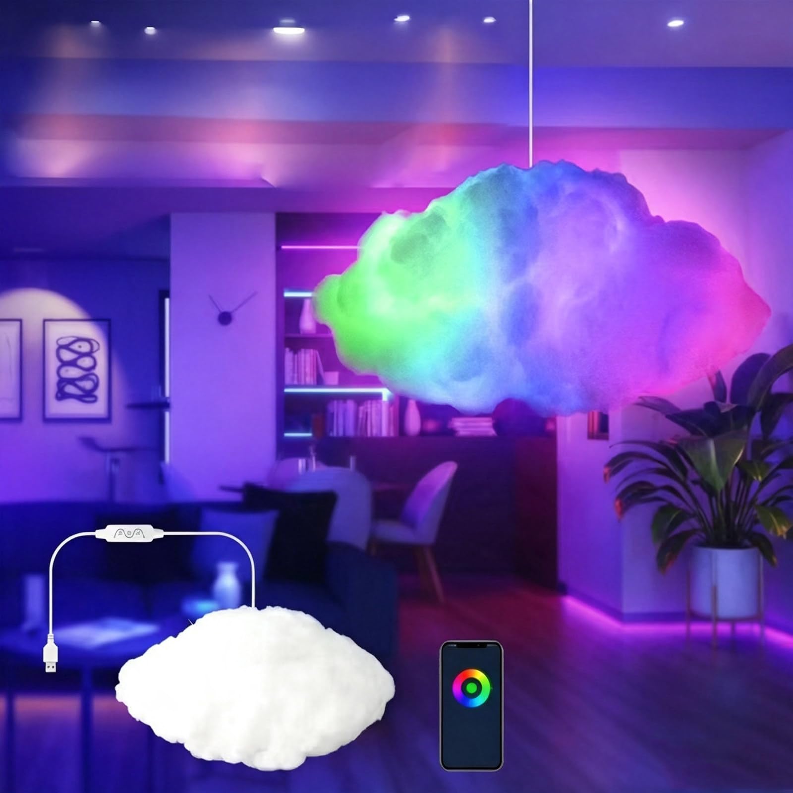 Ulepszone Oświetlenie Led 3d Thundercloud,Projekt Diy,Olśniewające Rgb 5M