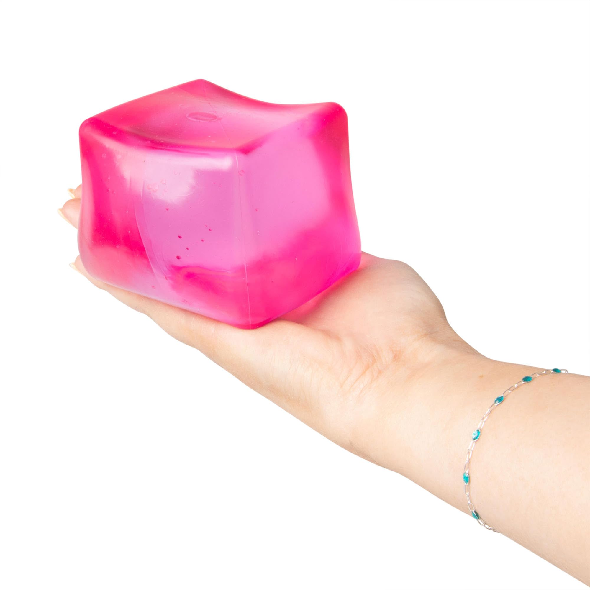 SCRUNCHEMS Giant Sugar Cube Squishy Sensory Toy, Stress Relief Fidget Cube with Slow-Moving Gel, Pink or Blue, Age 3+