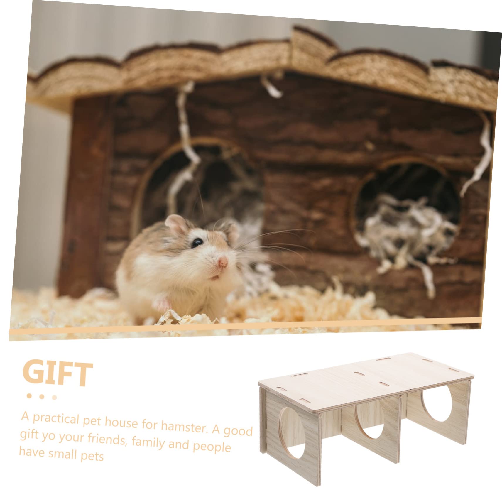 Angoily Casetta a Due Stanze Design Trasparente per Criceti in Legno Giocattolo Nascosto Facile da Pulire per Conigli e Piccole Cavie per Stagioni Fredde e Calde