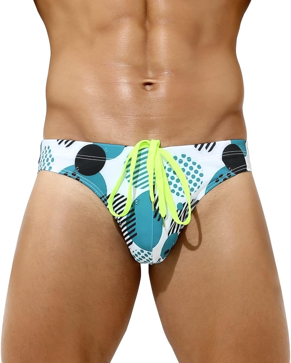 Arjen Kroos Men's Sexy Swim Briefs Printed Swimsuit Beach Swimwear Bikini Sport with Drawstring