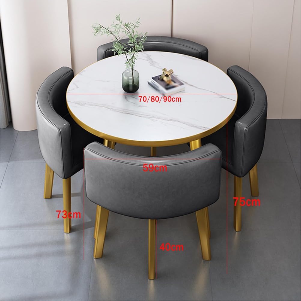 4-Personen-Essgruppe mit Quadratischem Tisch und Stühlen, Platzsparende Minimalistische Küchenmöbel für Kleine Räume, 70 cm Couchtisch