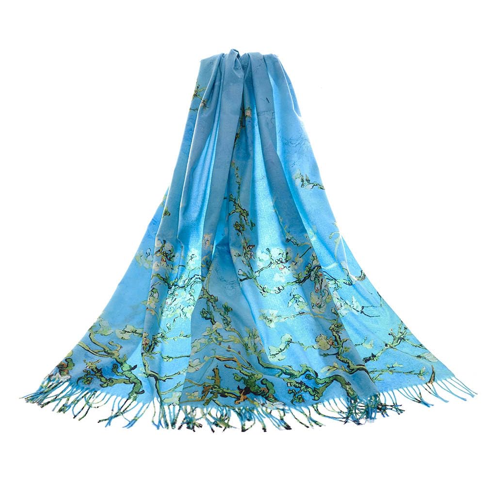 Signare Art Pashmina, wrap and shawl with Almond Blossom