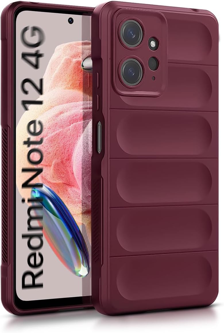 WOW IMAGINE Ultimate Silicon Back Cover Case for Xiaomi Redmi Note 12 4G | Military Grade Drop Protection Shockproof Bumper | Anti-Slip Grip | Scratch Proof Micro-Fibre Cloth Inside (Crimson Red)