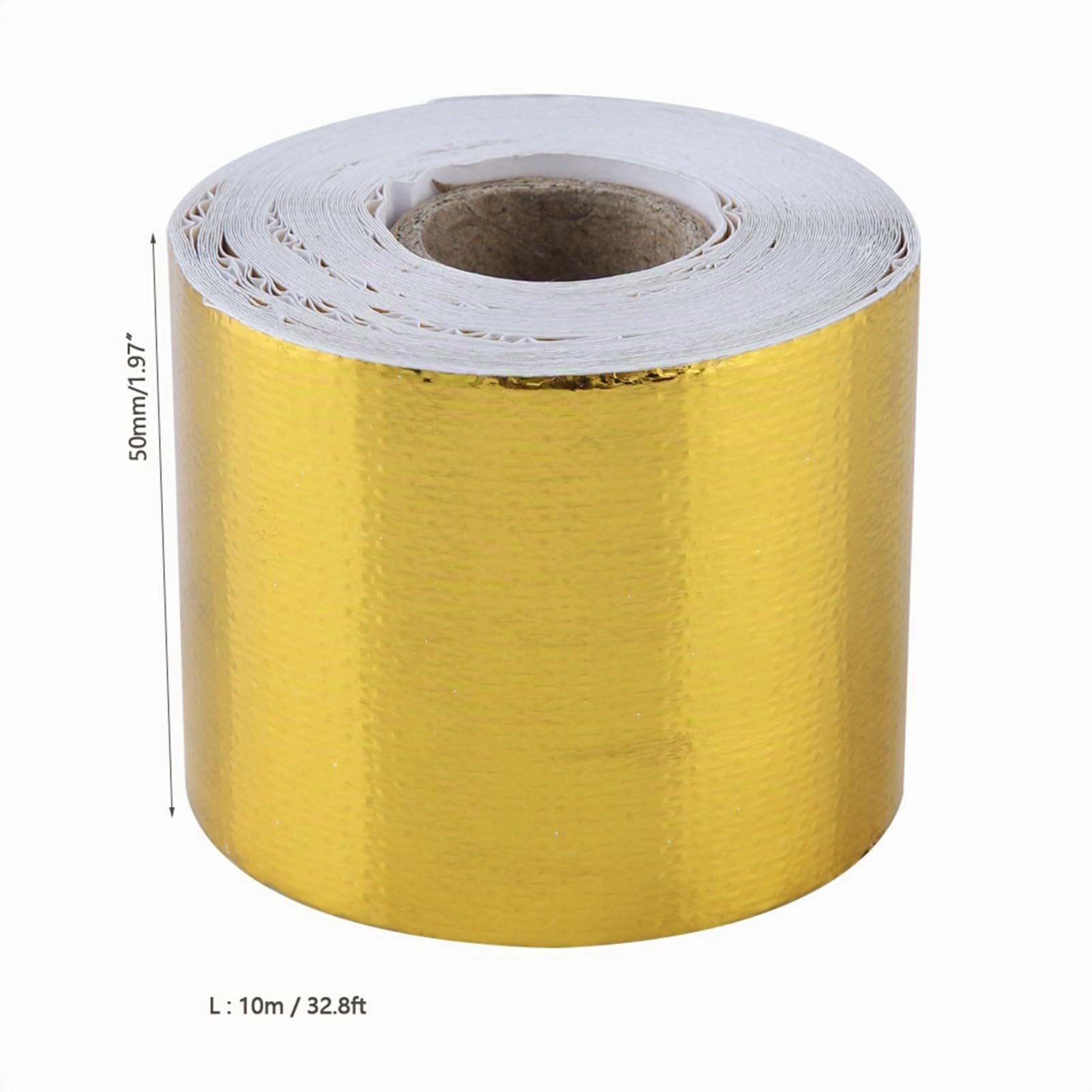 Aramox Cinta Adhesiva, cinta proteccion termica cinta aislamiento termico coche 1 Rollo de oro del Coche de Aluminio Cinta Adhesiva Cinta Adhesiva Reflectante Escudo Protector Térmico(10M*5CM)