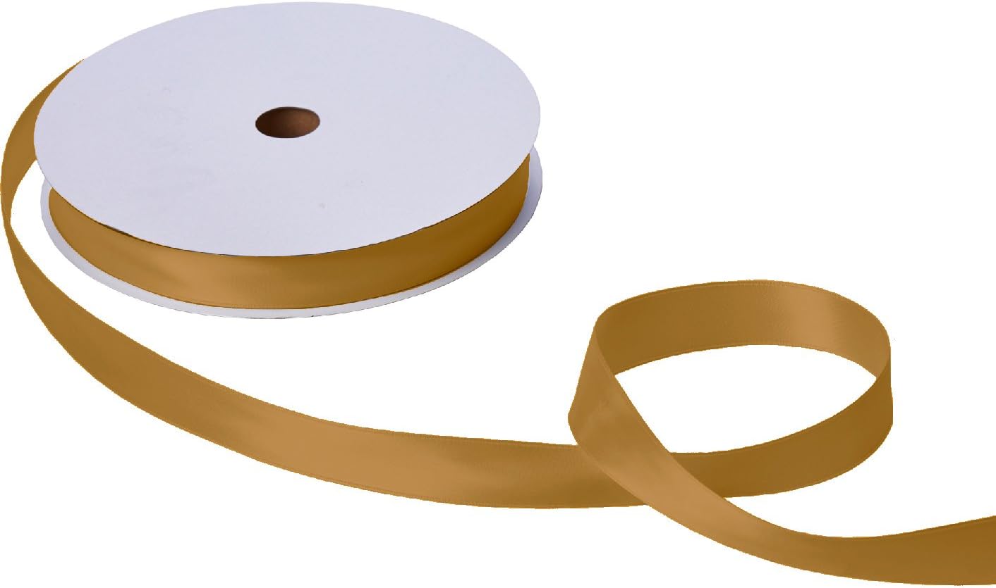Jillson Roberts Bulk 1-Inch Double Faced Satin Ribbon Available in 20 Colors, Gold, 100 Yard Spool (BFR1015)