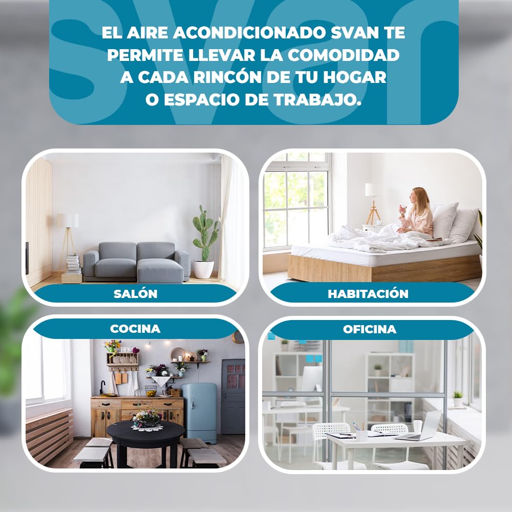 Svan Aire Acondicionado Split, 24000 BTU SAAS2401W. Bomba de Calor, Mando a Distancia, Temporizador, Clasificación Energética A++