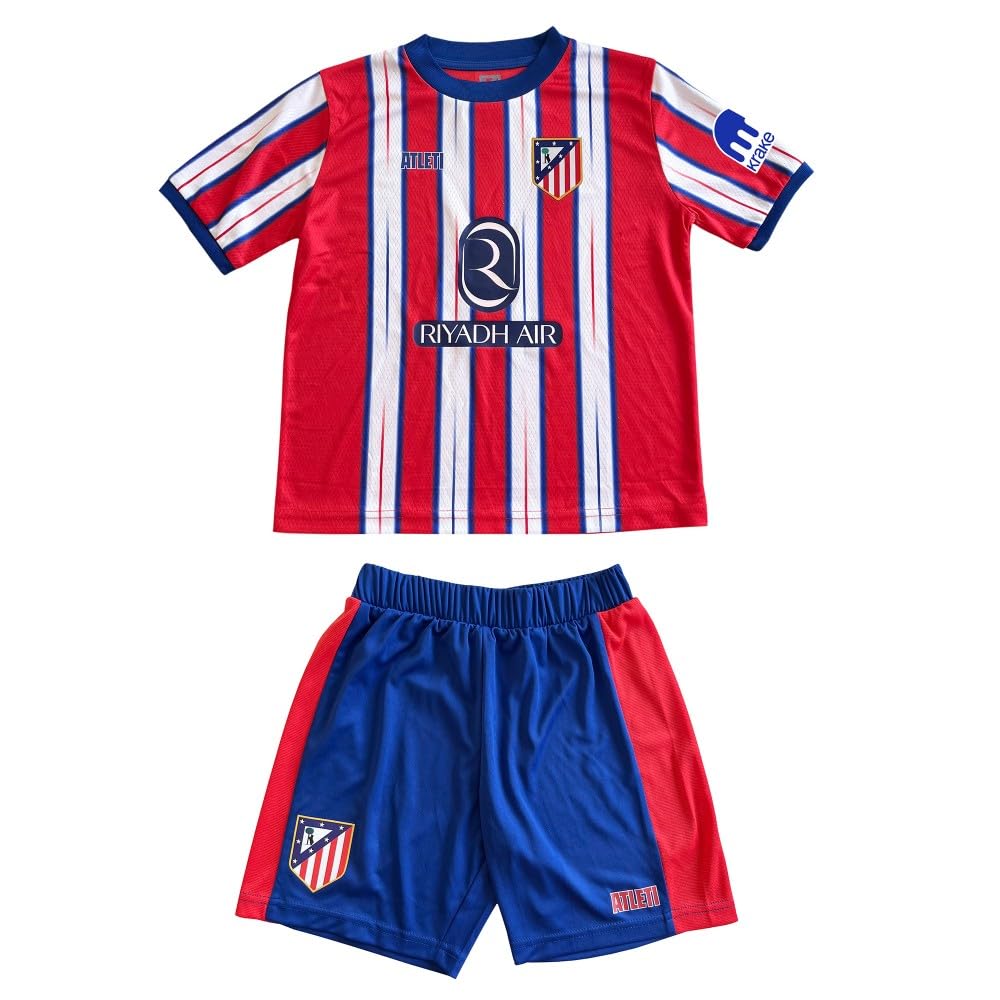 Genérico AtléticoMadrid Primera equipación Camiseta y pantalón Temporada 24/25 Infantil réplica Oficial (10)