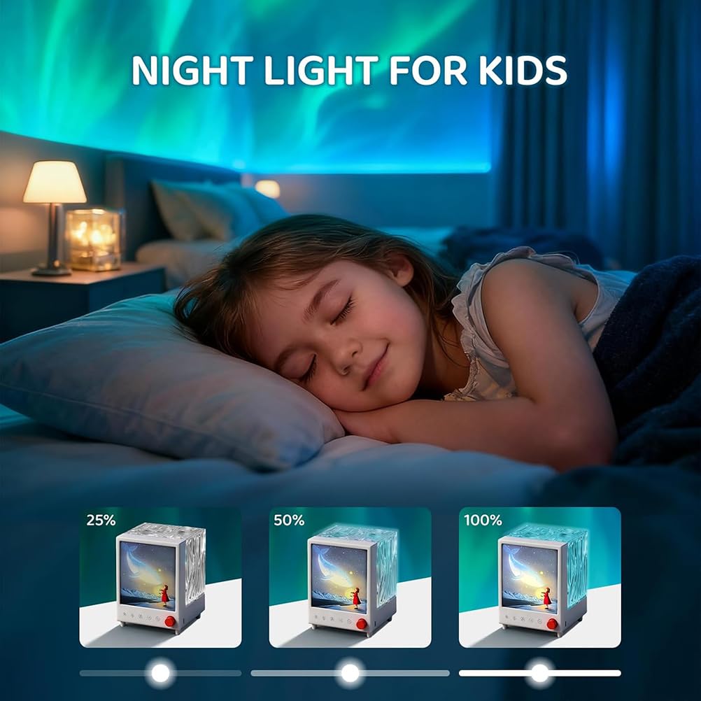 AoLa Proyector de cielo estrellado niños, proyector LED Aurora con 7 efectos de luz y 7 luces nocturnas de ruido blanco luz de fiesta Galaxy para niños con música Bluetooth lámpara de aurora boreal