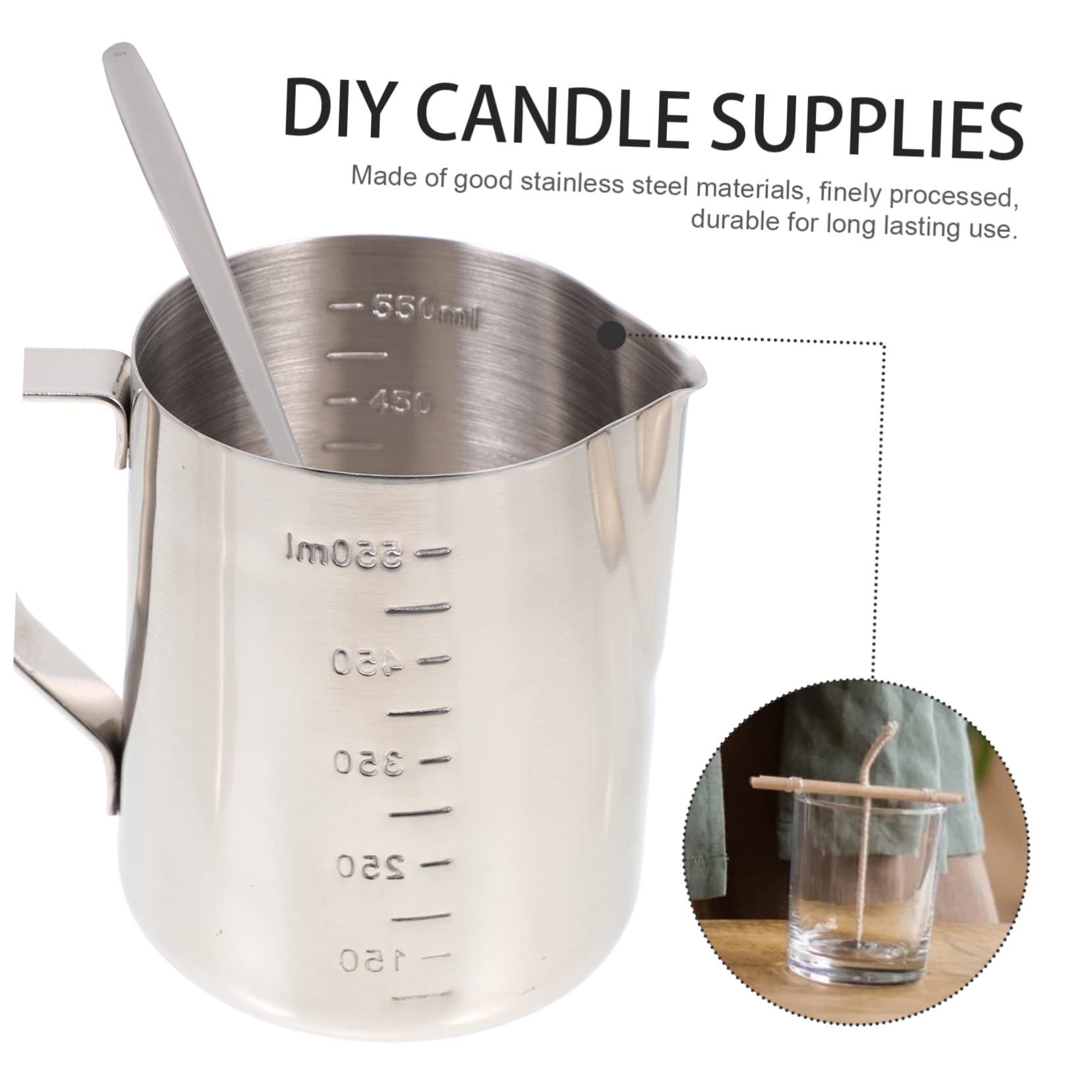 Gatuida Kit Para Hacer Velas Diy Herramientas Manuales De Acero Inoxidable Para Elaborar Velas Caseras, Niños y Adultos, Color Acero, Vertedor Antidesbordamiento, Manualidades Casa, Obsequio Familiar