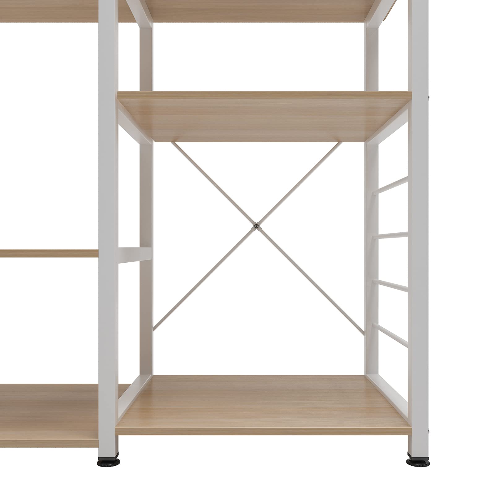 SogesPower Scaffale da Cucina per Microonde con Ganci a Forma di S, Scaffale Mobile Cucina a 3 Livelli per Utensili da Cucina e Spezie, 90 x 40 x 83 cm Acero