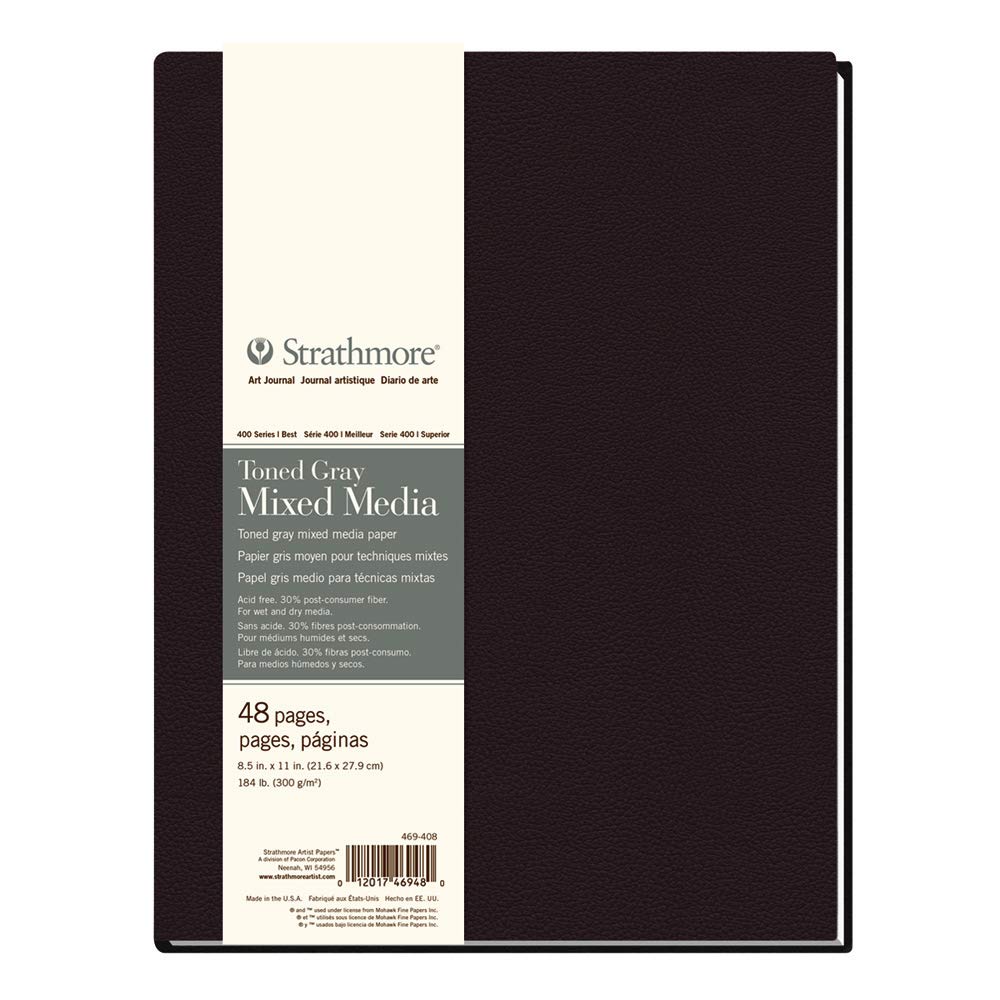 Strathmore 400 Series Hardbound Mixed Media Sketchbook Toned Grey 8.5x11in 48...