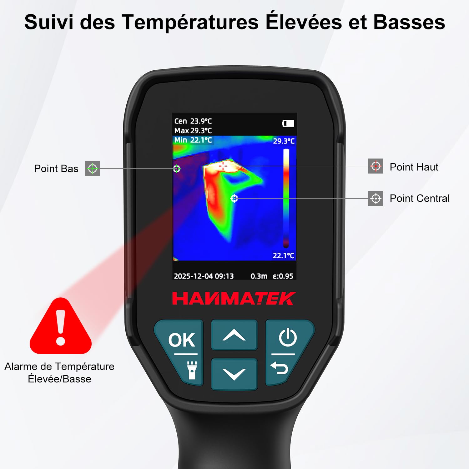 HANMATEK Caméra thermique Ti240 Outil d'imagerie pour anomalies de température et caméra thermique de chasse avec résolution de 240 x 240 pixels, plage de température de -68 °F à +752 °F, rechargeable