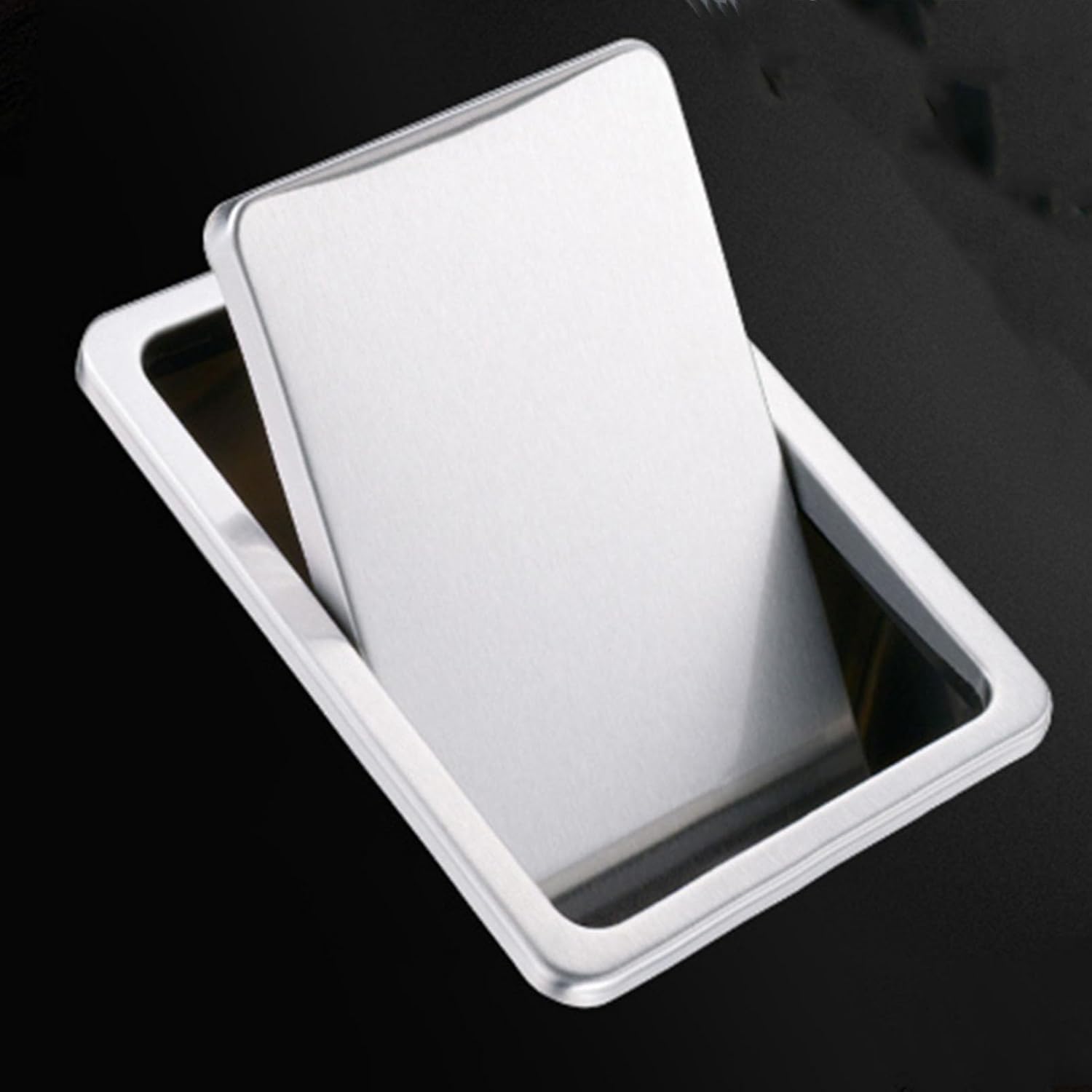 Kitchen Countertop Built in Trash Can Lid Cover, Stainless Steel Garbage Can Grommet Recessed Waste Chute Lid, Trash Bin Balance Flap Cover, for Kitchen,Bathro,22.7x13.5cm