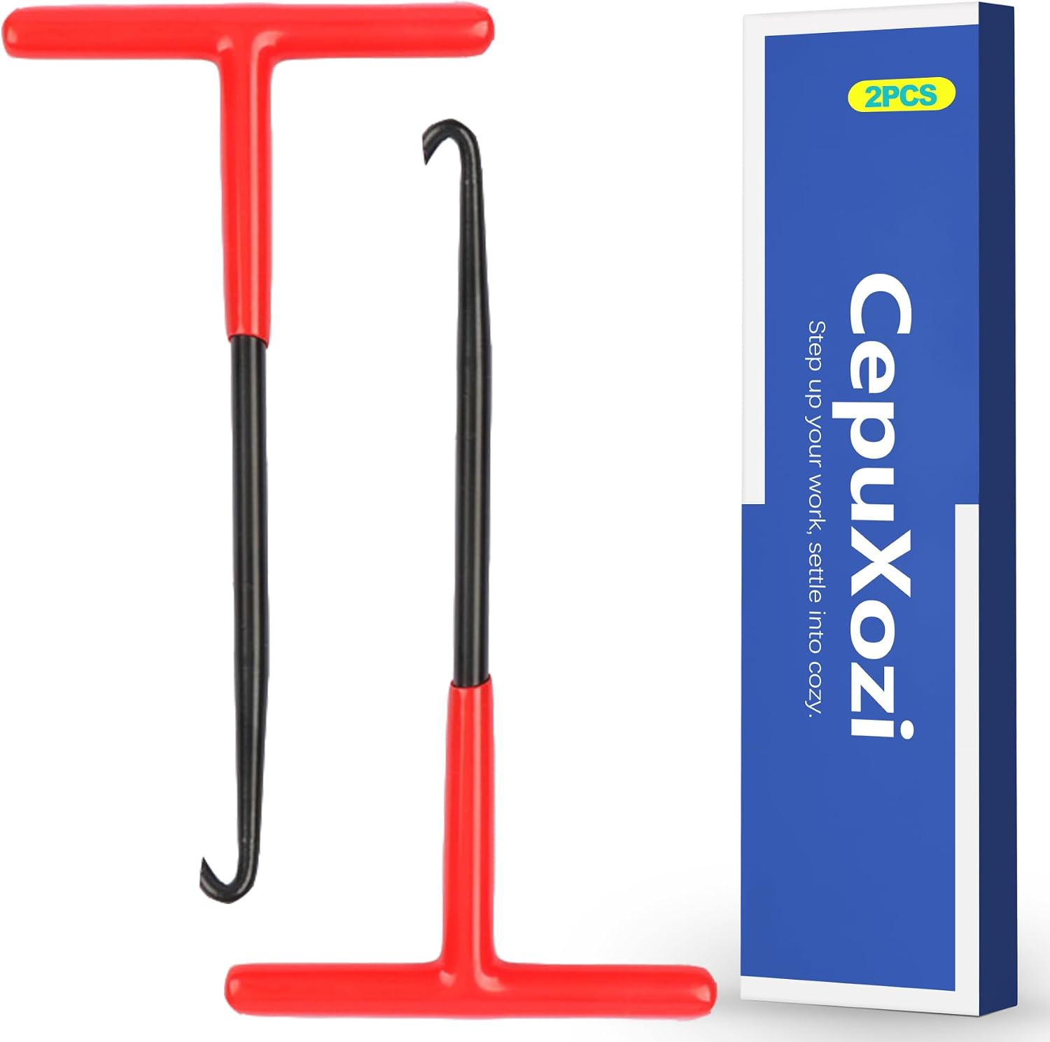 2pcs T-Handle Exhaust Spring Puller Tool, Heavy Duty Brake Spring Hook & Trampoline Stretcher, Universal Hanger Removal Kit for Motorcycle, Dirtbike, Snowmobile & Lawn Mower