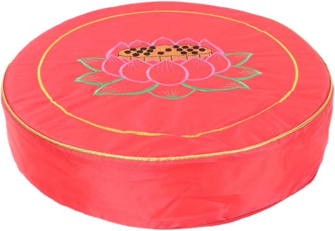 Meditation Floor Pillow Cushion Red Floral Seat Cushion Thickened Small Worship Mat for Yoga and Mindfulness Sitting Practice