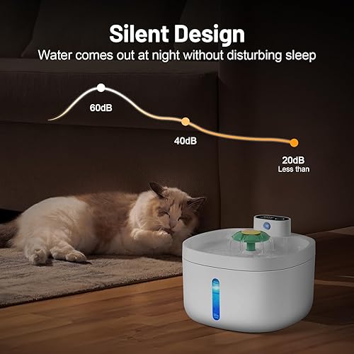 Miniatura 6 de Fuente de agua inalámbrica para gatos, fuente inalámbrica para gatos de 42000 mAh, fuente inalámbrica para gatos, dispensador automático de agua