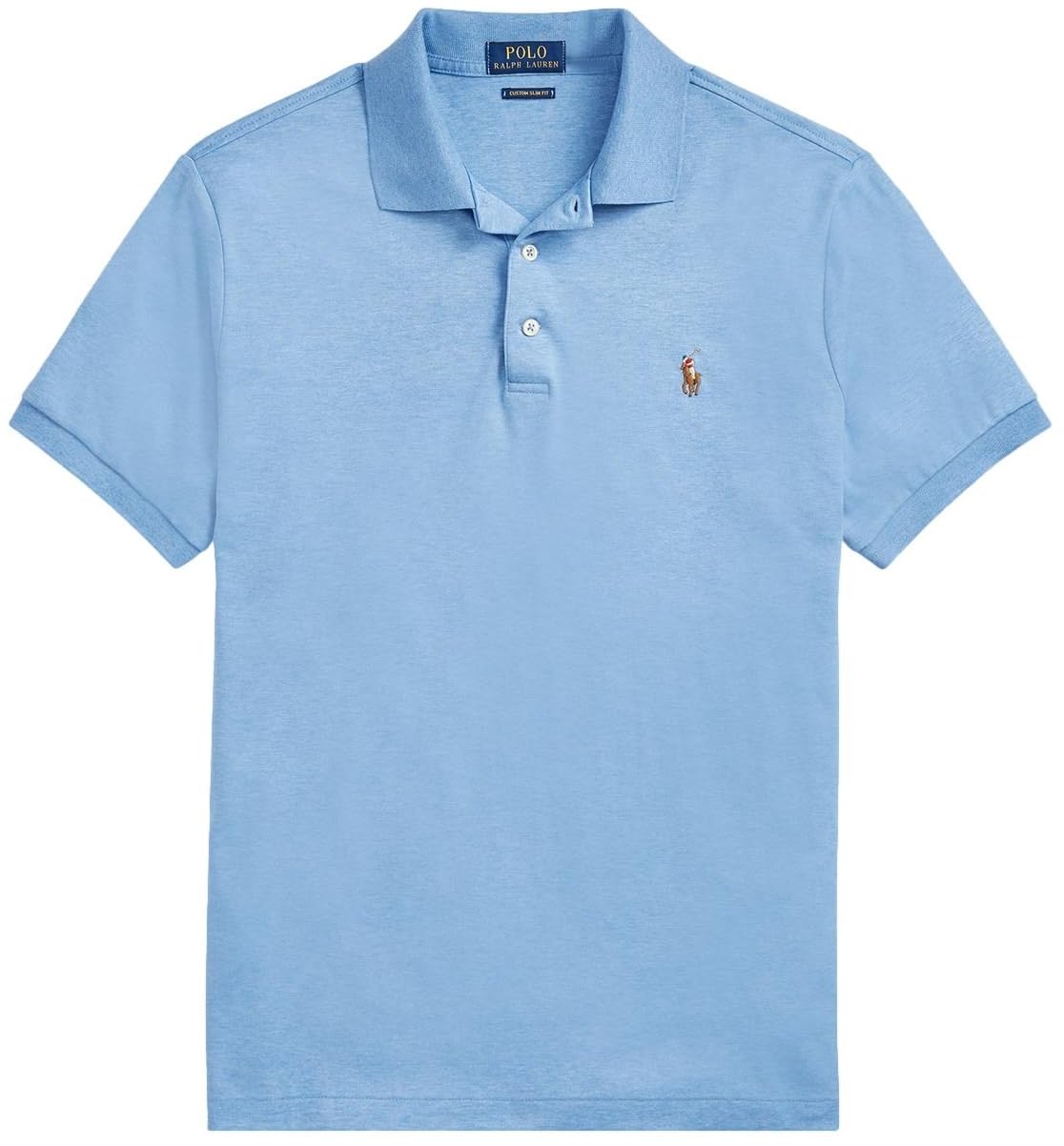 Polo Ralph Lauren Mens Short Sleeve Knit Pima Polo, Ralph Lauren Soft Royal Heather, Large