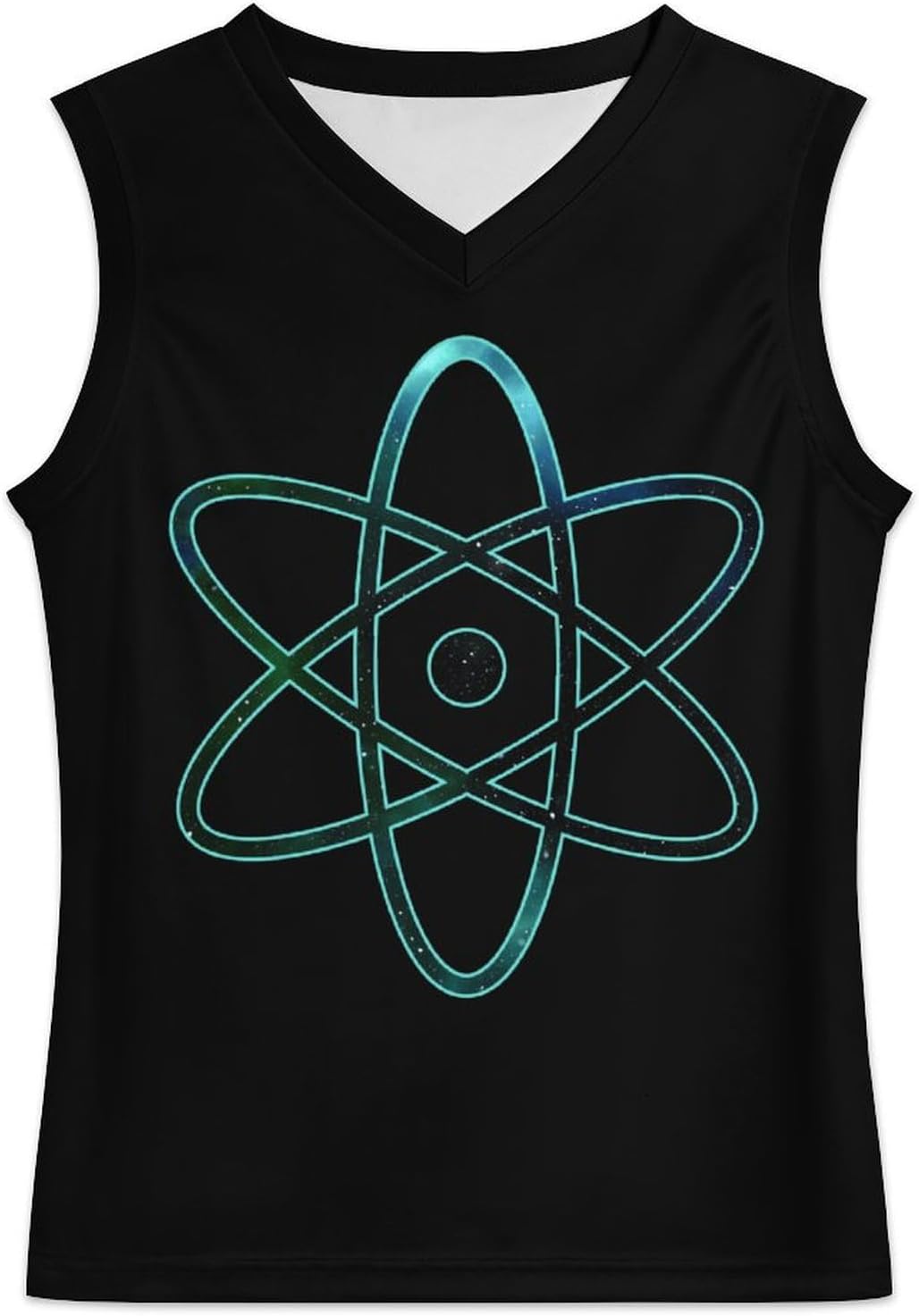 Physical Atom Stars Sky Spaces Men's V-Neck Basketball Tank Top Sleeveless Workout Tank Shirts Gym Fitness Tees Vest