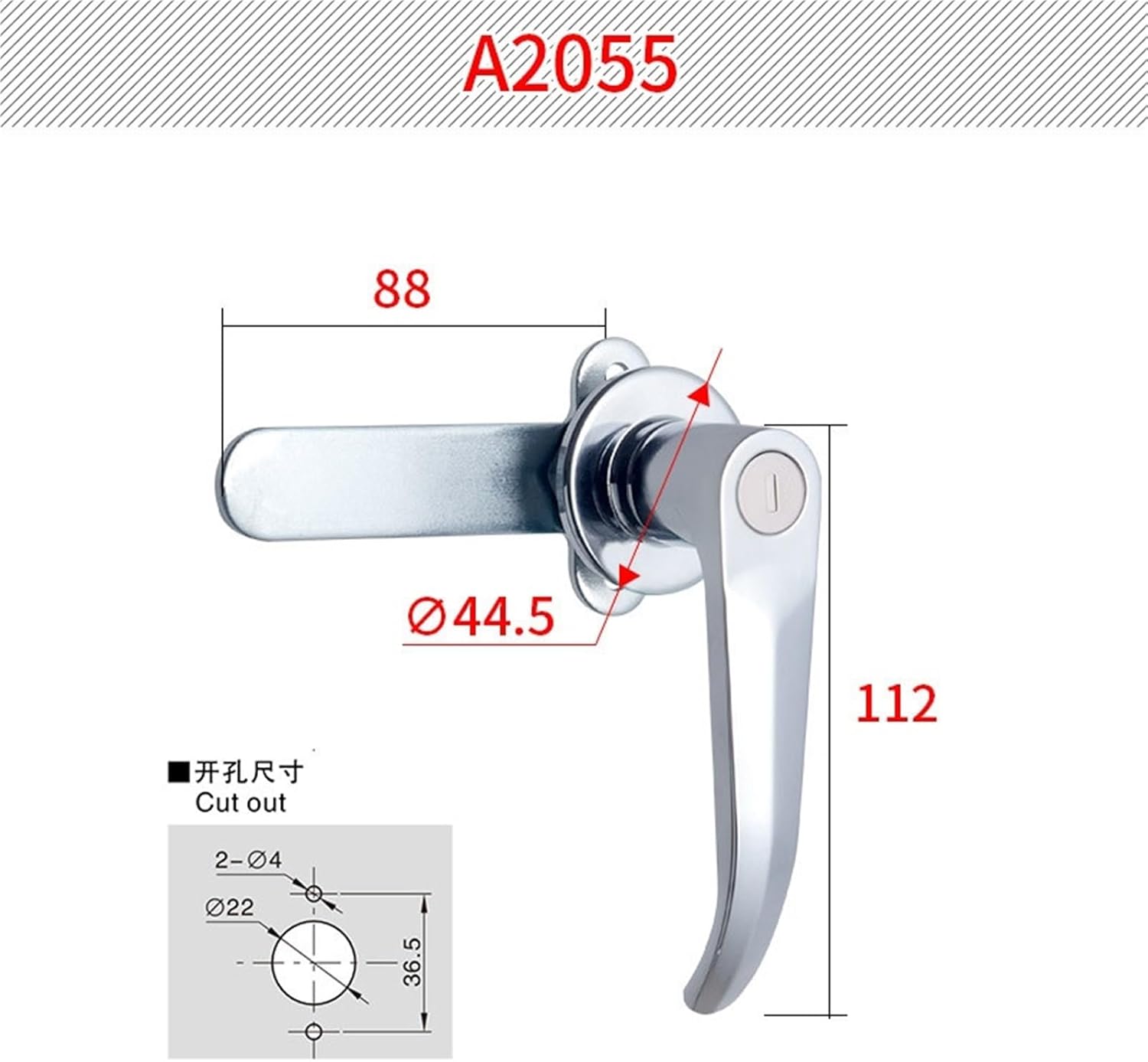 Door Lock Cabinet Lock A2055 Flat Handle for Fire Electrical Distribution Box Door
