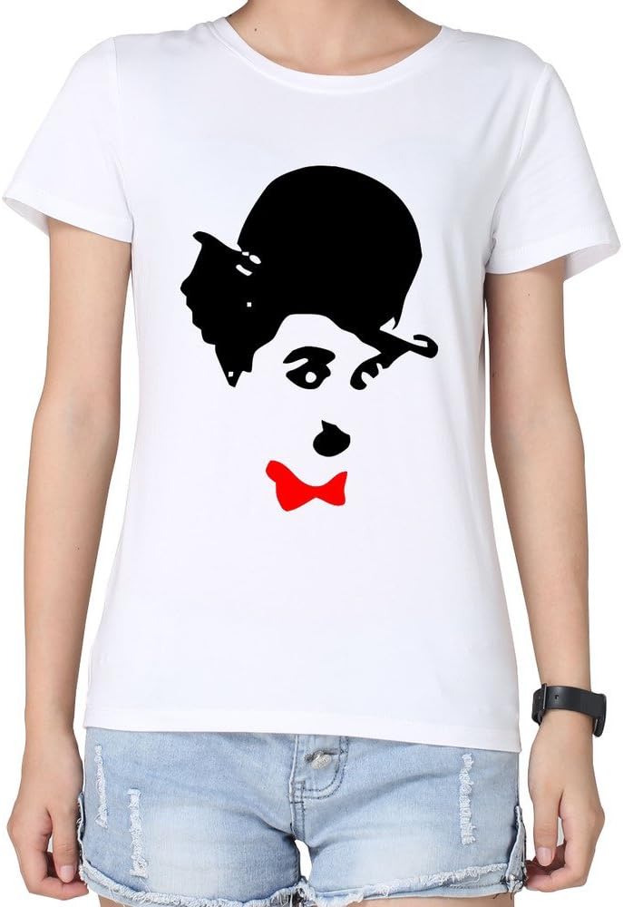 Woman's Charlie Chaplin Humor Actor Comedian Logo Fashion T Shirt Printing