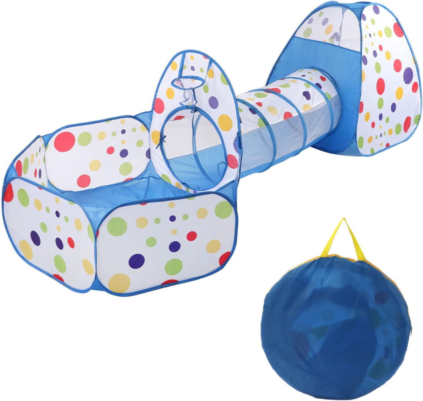 Kids Play Tents Pop Up Toddlers Playhouses with Crawl Tunnels Basketball Hoops for Indoor Outdoor Use Soft Durable Polyester Material 106.3 x 47.2 x 37.4in 3Piece Set