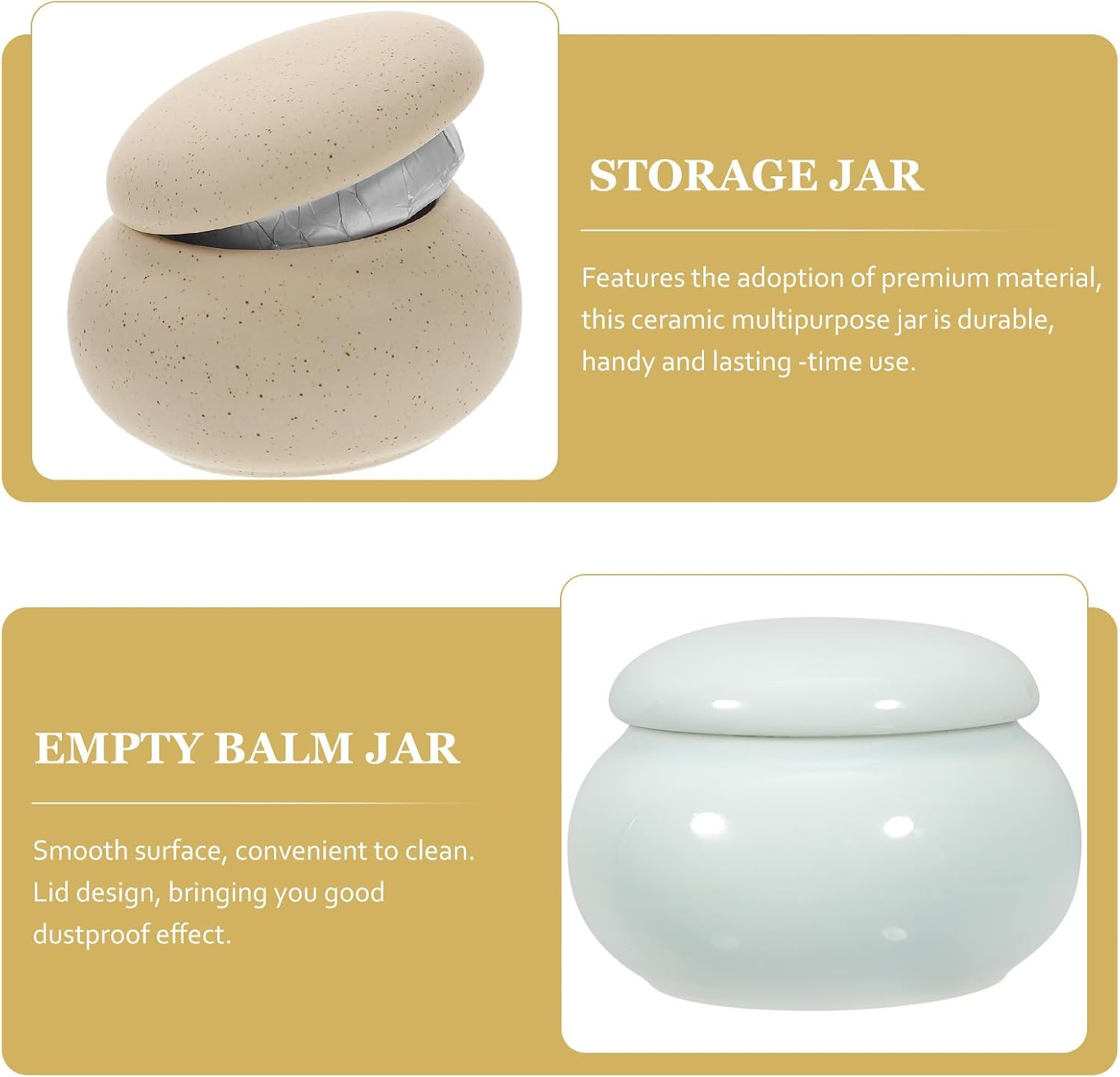 2pcs Ceramic Lidded Cosmetic Storage Jar for Lip Gloss and Powders