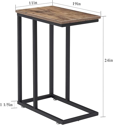 Miniatura 3 de VECELO Mesa auxiliar en forma de C, estilo aperitivo para sala de estar, sofá, bandeja de TV, juego de 2 (gris)