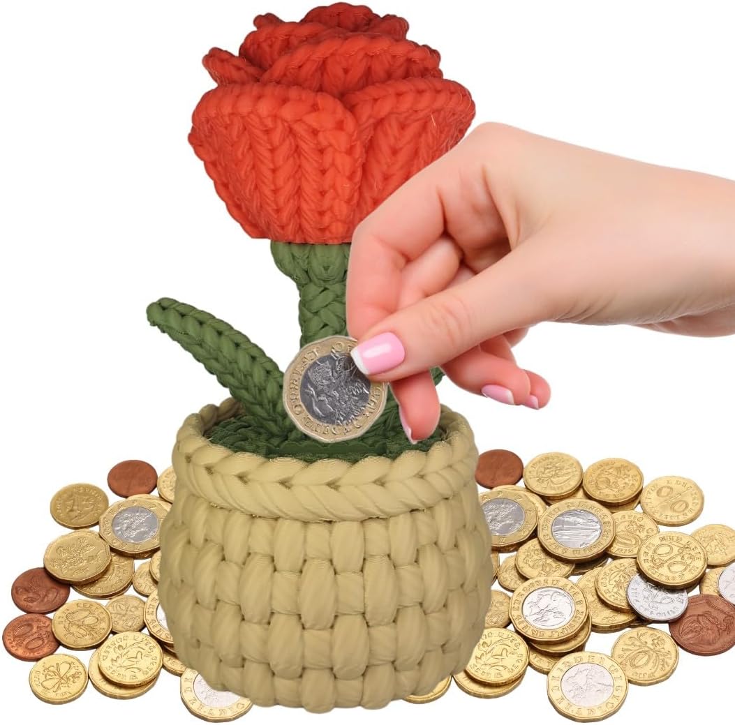 Flourish 793395 QH1 Black Vase with Red and Black Nylon Artificial Flowers in Vase, Fake Flowers, Ornaments, Small Gift, Home Accessories, 32cm