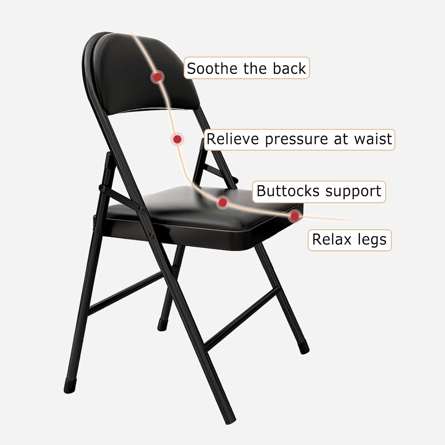 Folding Chairs with Padded Seats, Insputer 4 Pack Black Metal Folding Chair, Portable Foldable Chair Heavy Duty for Home Office Student Study Table Dining Outside Indoor Bedroom Living Room Chairs : Home & Kitchen