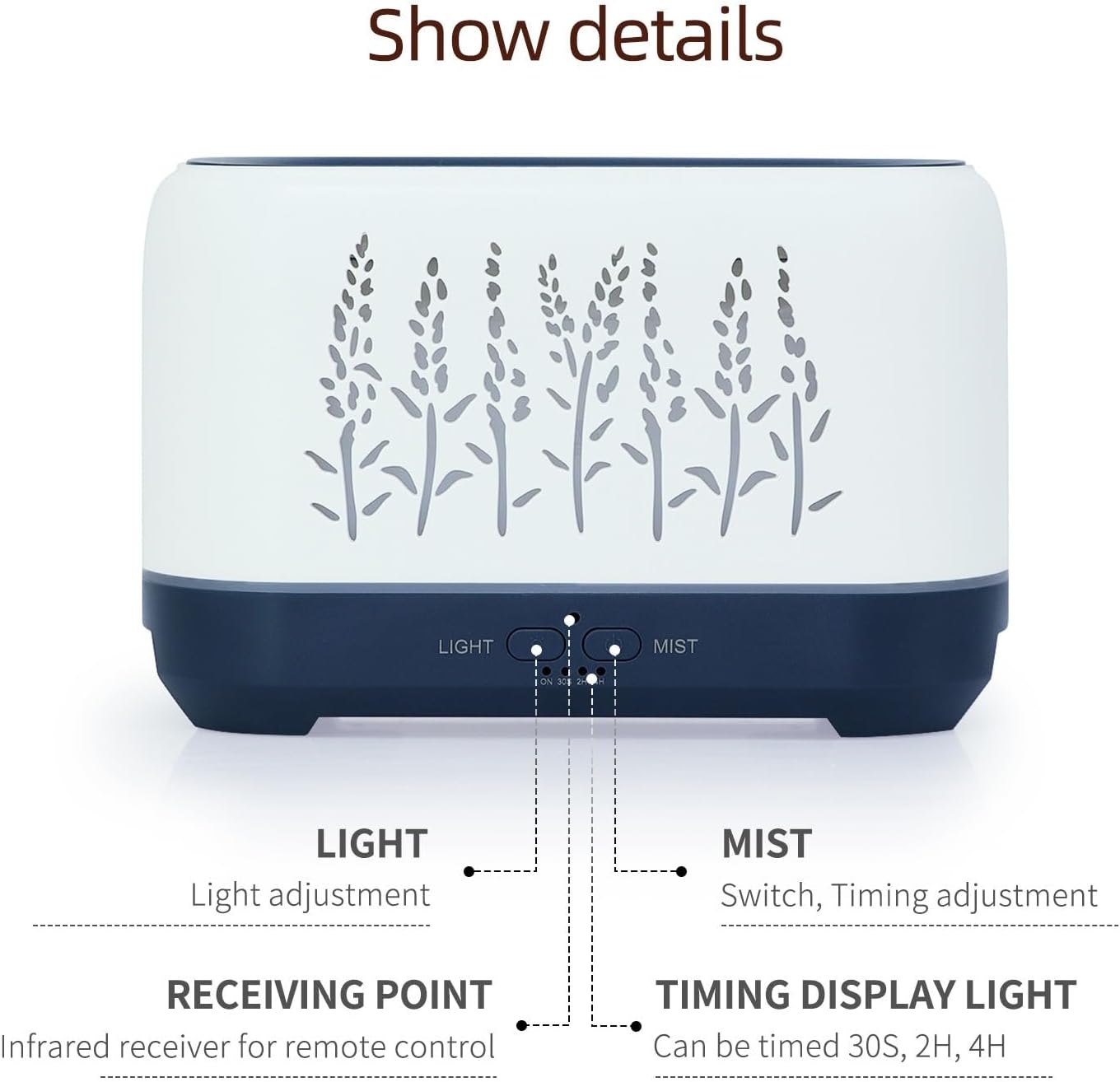 Essential Oil Diffuser, Wood Flame Humidifiers for Bedroom, 200ml Waterless Auto-Off, 2 Mist Mode 4 Timer Up, Remote Control (Black)